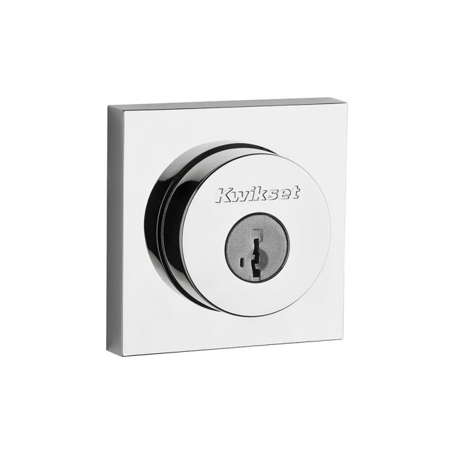 Kwikset Halifax Square Rosette Double Cylinder Deadbolt With SmartKey in Polished Chrome finish