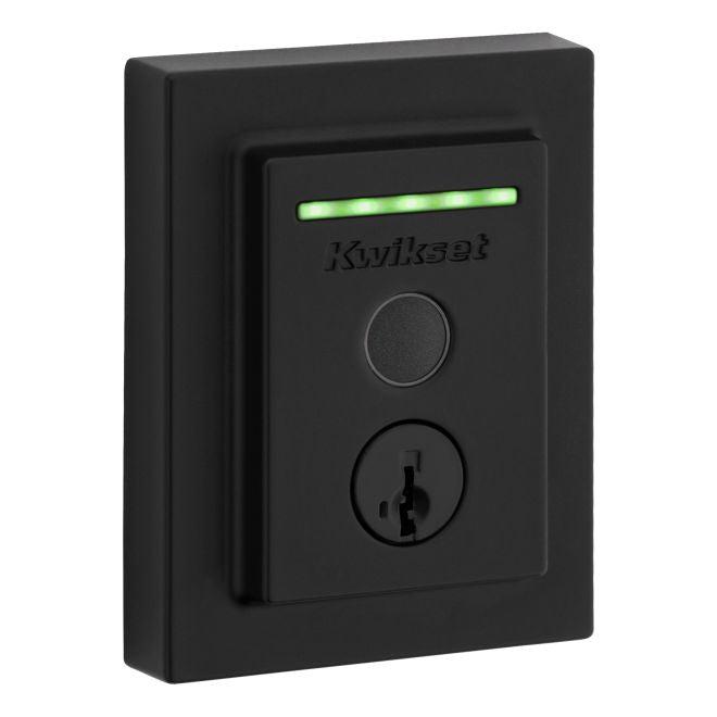 Kwikset Halo Touch Contemporary Fingerprint Deadbolt With Built-in Wifi and SmartKey Backup in Matte Black finish