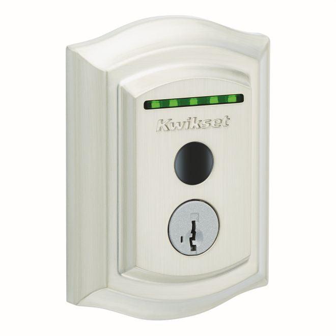 Kwikset Halo Touch Traditional Fingerprint Deadbolt With Built-in Wifi and SmartKey Backup in Satin Nickel finish
