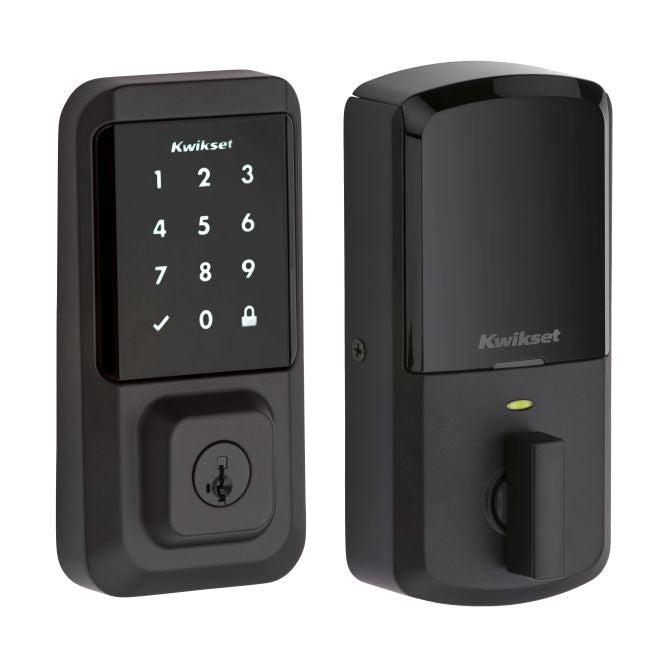Kwikset Halo Wi-Fi Enabled Smart Lock Deadbolt With Touchscreen and SmartKey Backup in Matte Black finish