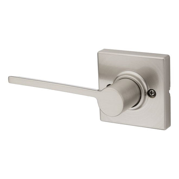 Kwikset Left Hand Ladera Half Dummy Lever With Square Rosette in Satin Nickel finish