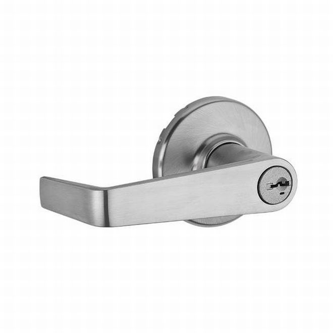 Kwikset Light Commercial Kingston Keyed Entry Lever With SmartKey in Satin Chrome finish