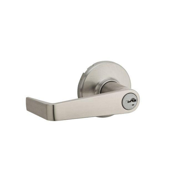 Kwikset Light Commercial Kingston Keyed Entry Lever With SmartKey in Satin Nickel finish