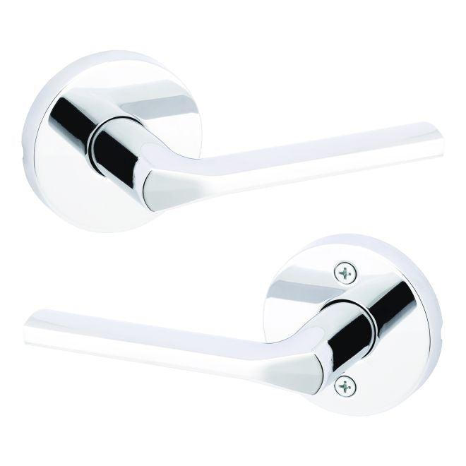 Kwikset Lisbon Passage Lever With Round Rosette in Polished Chrome finish