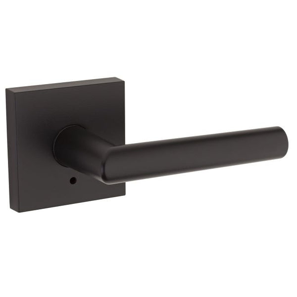 Kwikset Milan Privacy Door Lever With Square Rosette in Matte Black finish