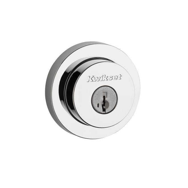 Kwikset Milan Round Rosette Double Cylinder Deadbolt With SmartKey in Polished Chrome finish