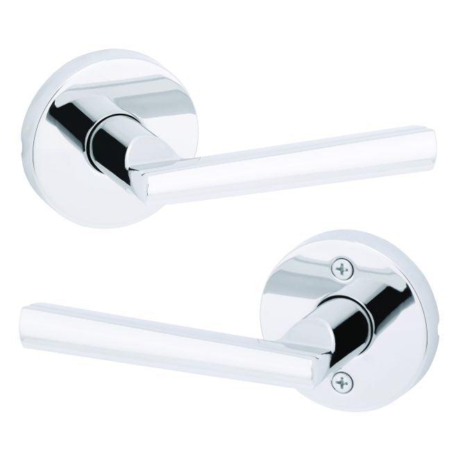 Kwikset Montreal Passage Lever With Round Rosette in Polished Chrome finish