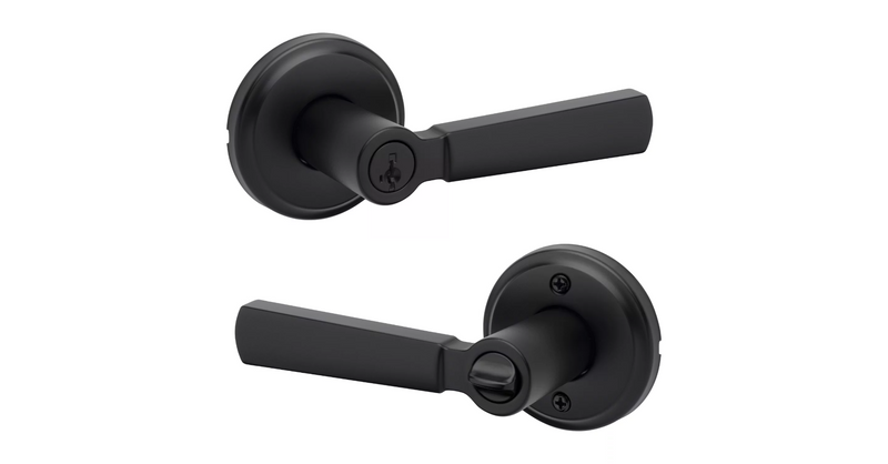 Kwikset Perth Keyed Entry Lever with SmartKey in Matte Black finish