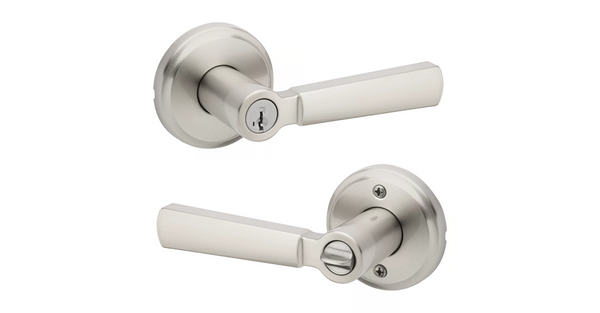 Kwikset Perth Keyed Entry Lever with SmartKey in Satin Nickel finish