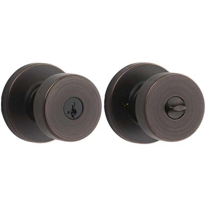 Kwikset Pismo Knob With Round Rosette Entry Lock With SmartKey in Venetian Bronze finish