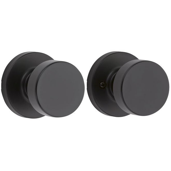 Kwikset Pismo Passage Knob With Round Rosette in Matte Black finish