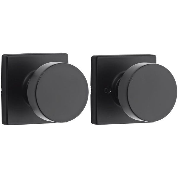 Kwikset Pismo Passage Knob With Square Rosette in Matte Black finish