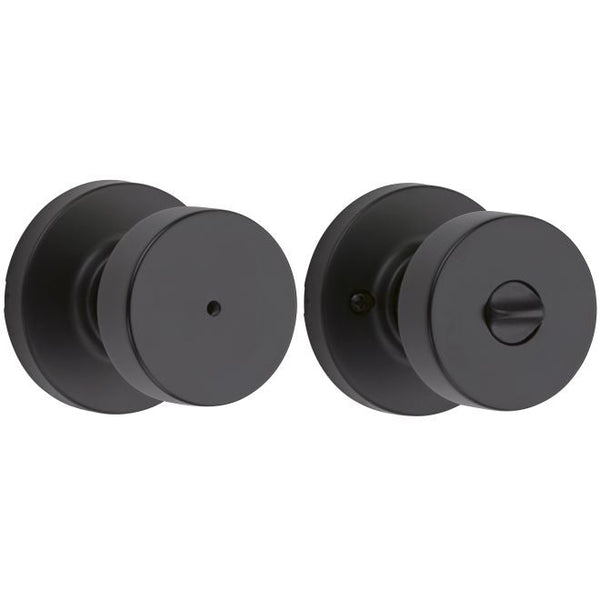 Kwikset Pismo Privacy Door Knob With Round Rosette in Matte Black finish