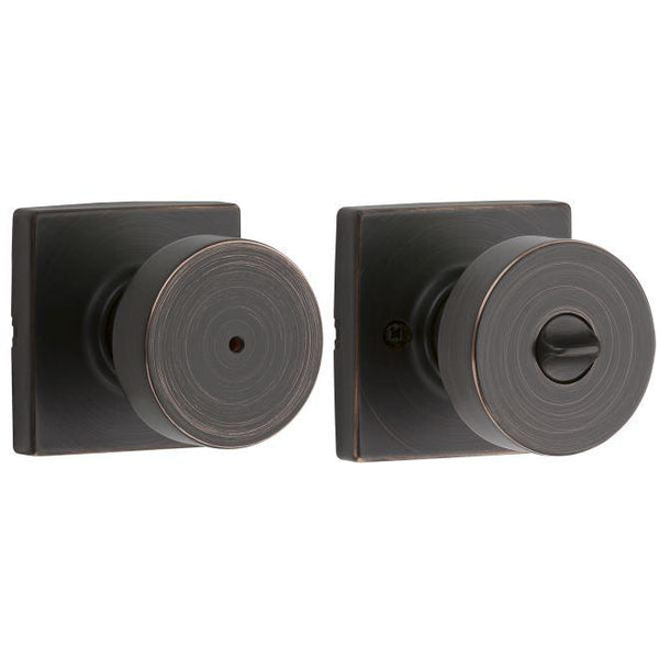 Kwikset Pismo Privacy Door Knob With Square Rosette in Venetian Bronze finish