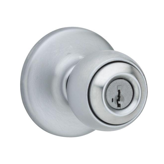 Kwikset Polo Knob Keyed Entry Door Lock With SmartKey in Satin Chrome finish