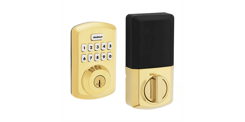 Kwikset Powerbolt 250 Transitional Keypad Electronic Lock with SmartKey in Lifetime Polished Brass finish
