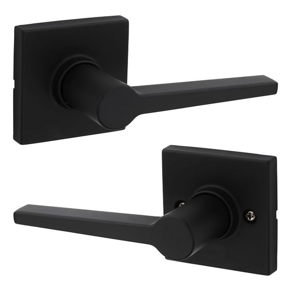 Kwikset Safelock Daylon Passage Lever With Square Rosette in Matte Black finish