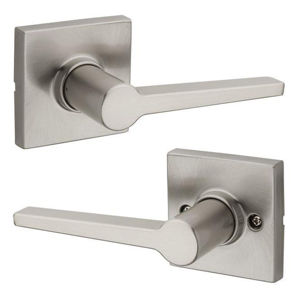 Kwikset Safelock Daylon Passage Lever With Square Rosette in Satin Nickel finish