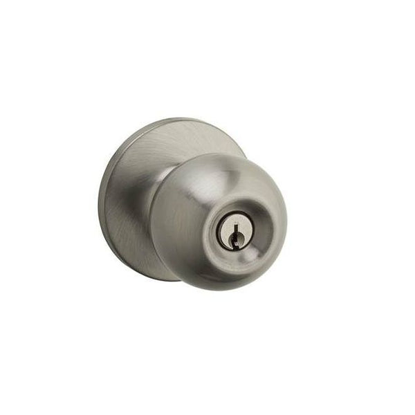 Kwikset Safelock Regina Knob Keyed Entry Lock in Satin Nickel finish