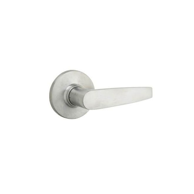 Kwikset Safelock Winston Passage Lever Round Rosette in Satin Chrome finish