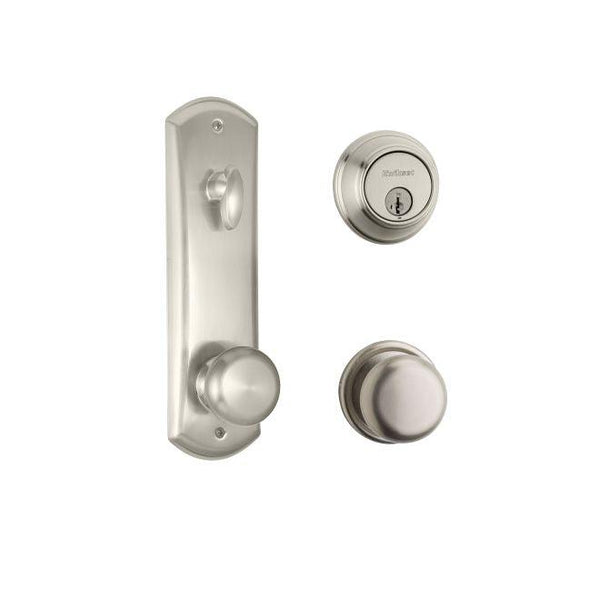 Kwikset Signature Series Hancock Passage Knob Interconnected Key Controlled Deadbolt With SmartKey in Satin Nickel finish