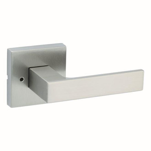 Kwikset Singapore Privacy Door Lever With Square Rosette in Satin Nickel finish