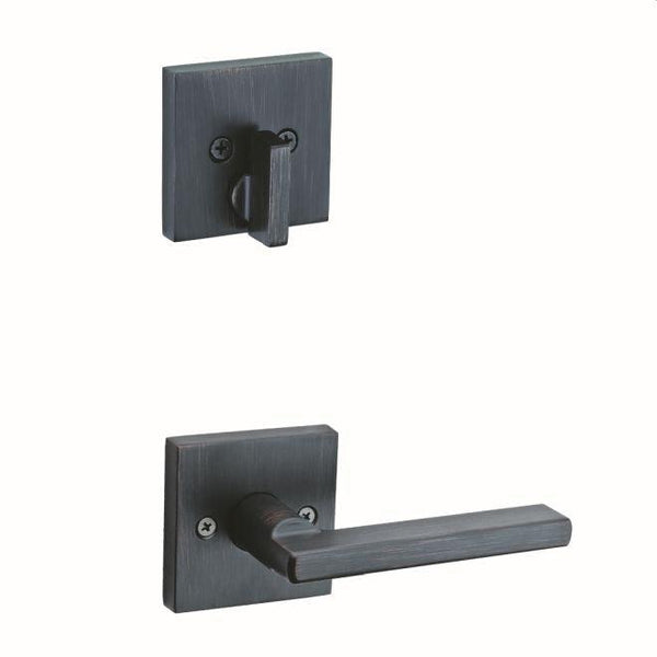 Kwikset Single Cylinder Interior Halifax Lever Trim With Square Rosette - Exterior Trim Sold Separately in Venetian Bronze finish