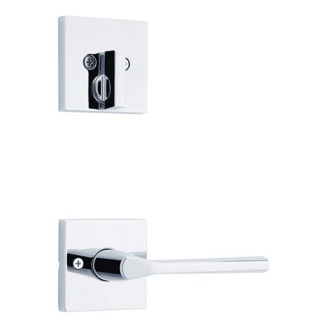 Kwikset Single Cylinder Interior Lisbon Lever Trim With Square Rosette - Exterior Trim Sold Separately in Polished Chrome finish