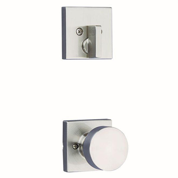 Kwikset Single Cylinder Interior Pismo Knob Trim With Square Rosette - Exterior Trim Sold Separately in Satin Nickel finish