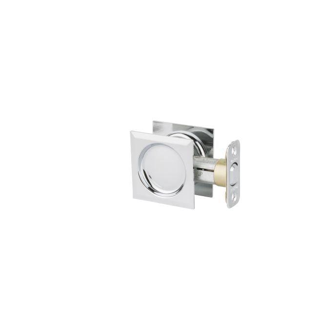 Kwikset Square Passage Pocket Door Lock in Polished Chrome finish
