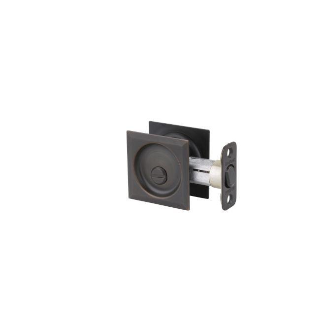 Kwikset Square Privacy Pocket Door Lock in Venetian Bronze finish
