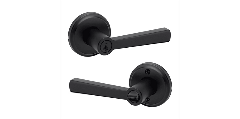 Kwikset Trafford Keyed Entry Lever with SmartKey in Iron Black finish