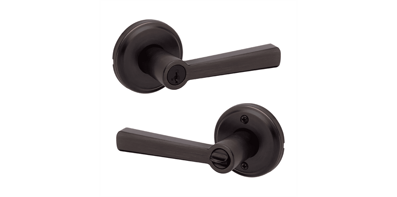Kwikset Trafford Keyed Entry Lever with SmartKey in Venetian Bronze finish
