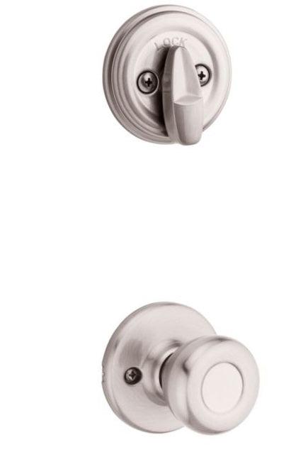 Kwikset Tylo Knob Interior Single Cylinder Handleset Trim - Exterior Trim Sold Separately in Satin Nickel finish