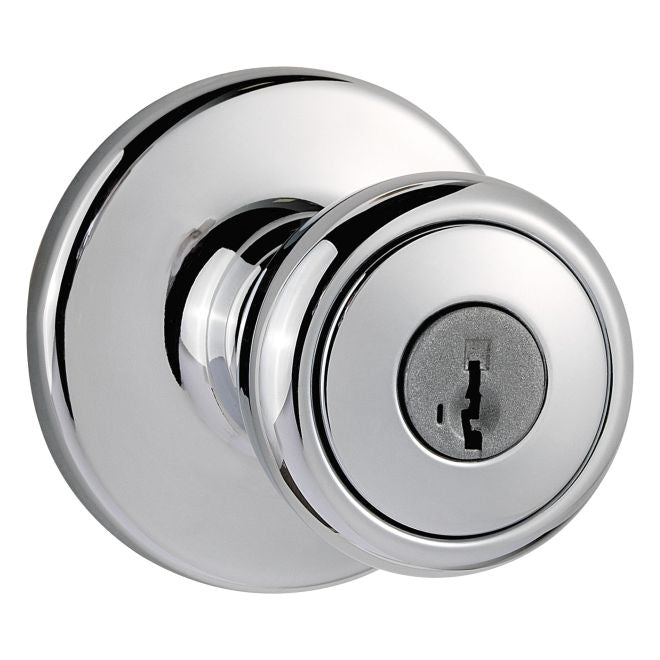 Kwikset Tylo Knob Keyed Entry Door Lock With SmartKey in Polished Chrome finish