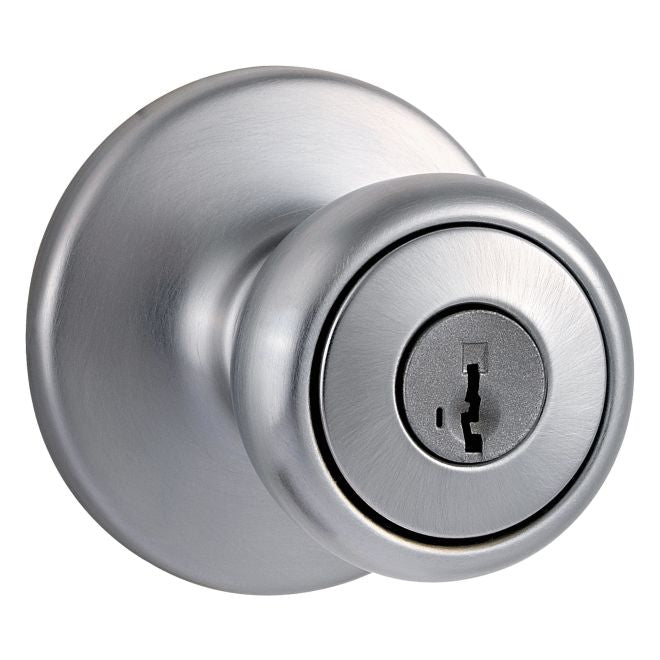 Kwikset Tylo Knob Keyed Entry Door Lock With SmartKey in Satin Chrome finish