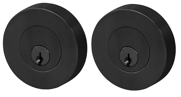 Linnea DB63R Modern Keyed Entry Double Cylinder Deadbolt and Round Rose in Satin Black finish