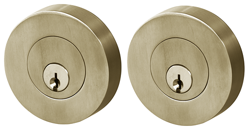 Linnea DB63R Modern Keyed Entry Double Cylinder Deadbolt and Round Rose in Satin Brass finish