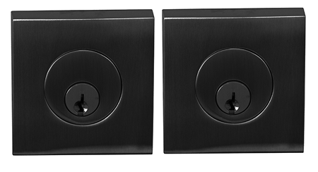 Linnea DB63S Modern Keyed Entry Double Cylinder Deadbolt and Square Rose in Satin Black finish