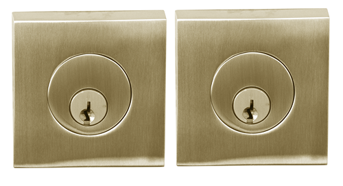 Linnea DB63S Modern Keyed Entry Double Cylinder Deadbolt and Square Rose in Satin Brass finish