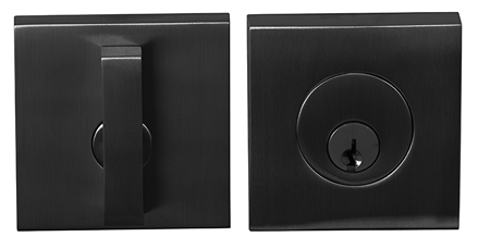 Linnea DB63S Modern Keyed Entry Single Cylinder Deadbolt with Thumbturn and Square Rose in Satin Black finish