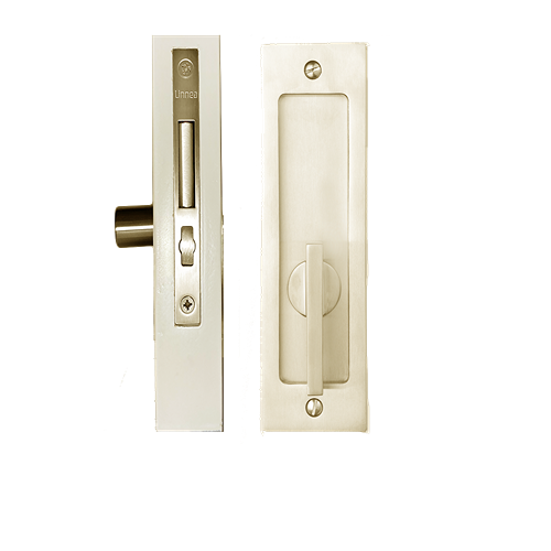 Linnea PL160S Square ADA Compliant Privacy Pocket Door Lock in Satin Brass finish