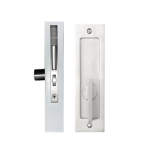 Linnea PL160S Square ADA Compliant Privacy Pocket Door Lock in Satin Stainless Steel finish