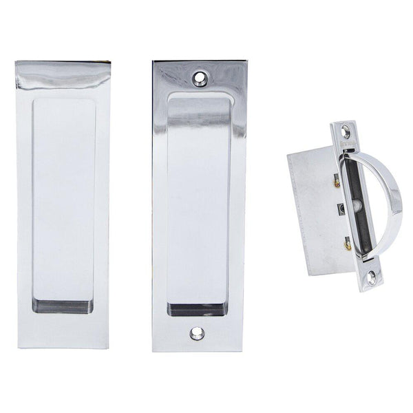 Linnea PL160S Square Passage Pocket Door Dummy Set in Polished Stainless Steel finish