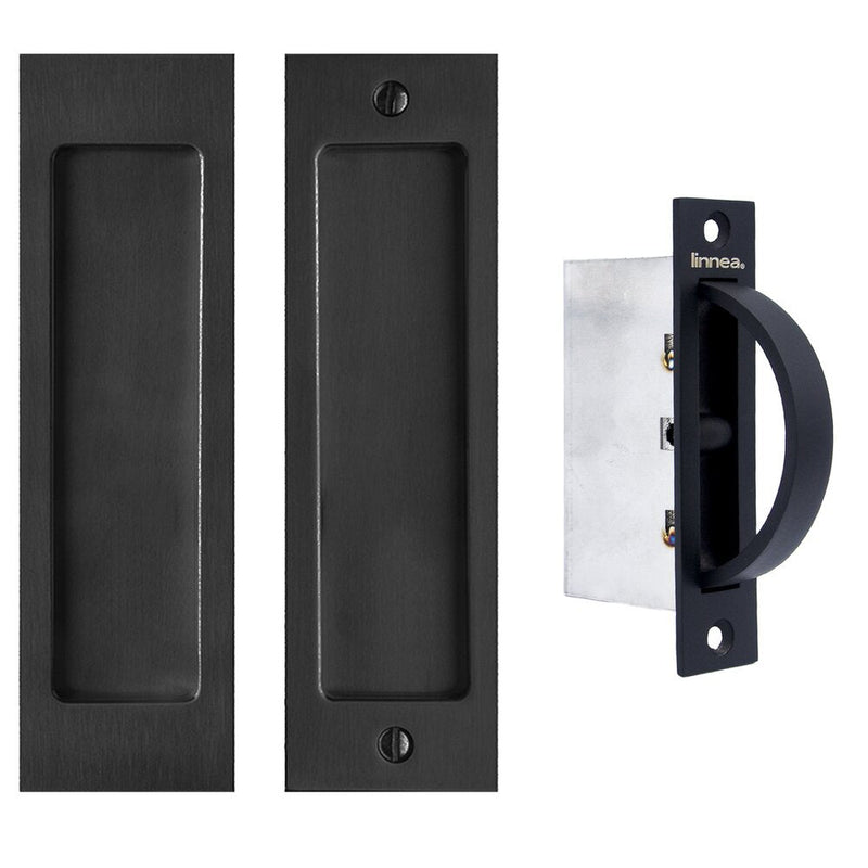 Linnea PL160S Square Passage Pocket Door Dummy Set in Satin Black finish