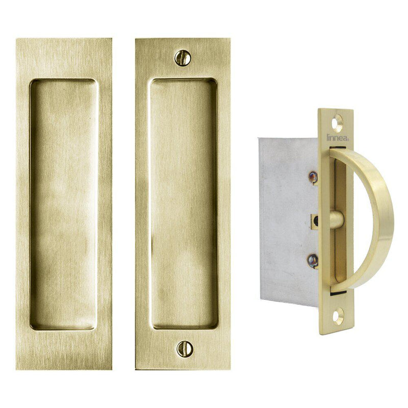 Linnea PL160S Square Passage Pocket Door Dummy Set in Satin Brass finish