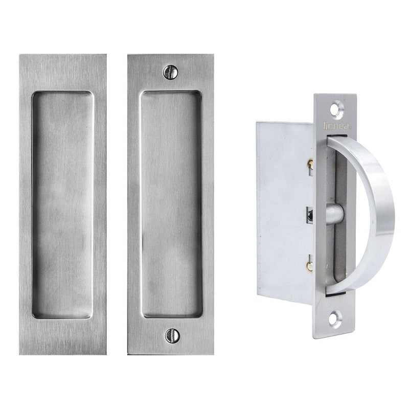 Linnea PL160S Square Passage Pocket Door Dummy Set in Satin Stainless Steel finish