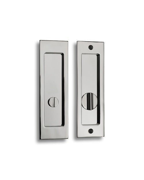 Linnea PL160S Square Privacy Pocket Door Lock with Straight Pull in Polished Stainless Steel finish