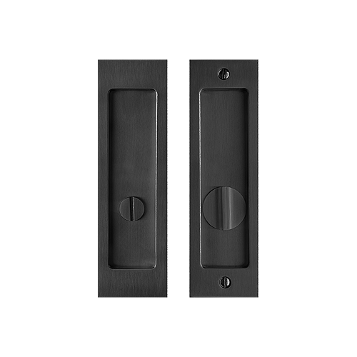 Linnea PL160S Square Privacy Pocket Door Lock with Straight Pull in Satin Black finish