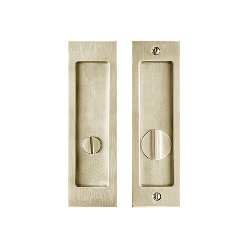 Linnea PL160S Square Privacy Pocket Door Lock with Straight Pull in Satin Brass finish